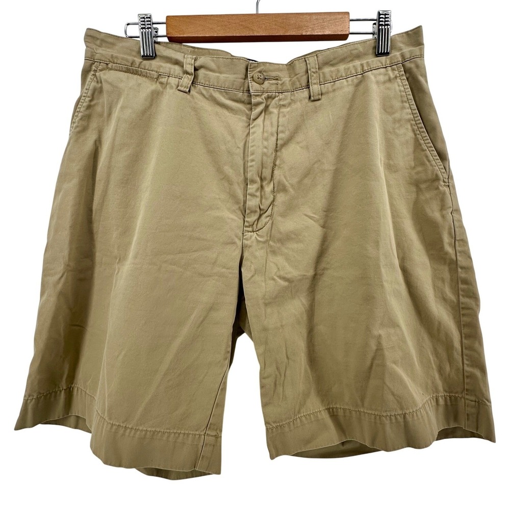 Polo Ralph Lauren Mens Khaki Chino Shorts 34 Tan Cotton Twill Flat Front Classic